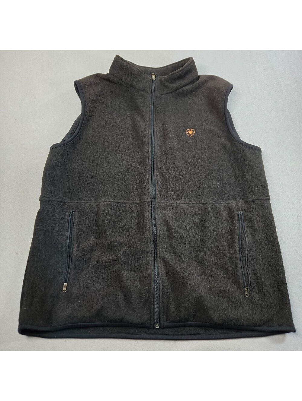 • Ariat Mens XL Black Fleece Vest Full Zip Embroidered Logo Layering Gorpcore